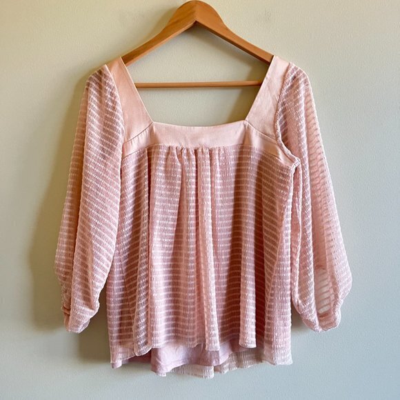 Anthropologie Meadow Rue Allyson Peach Textured Square Neck Blouse Size XS - Picture 8 of 8